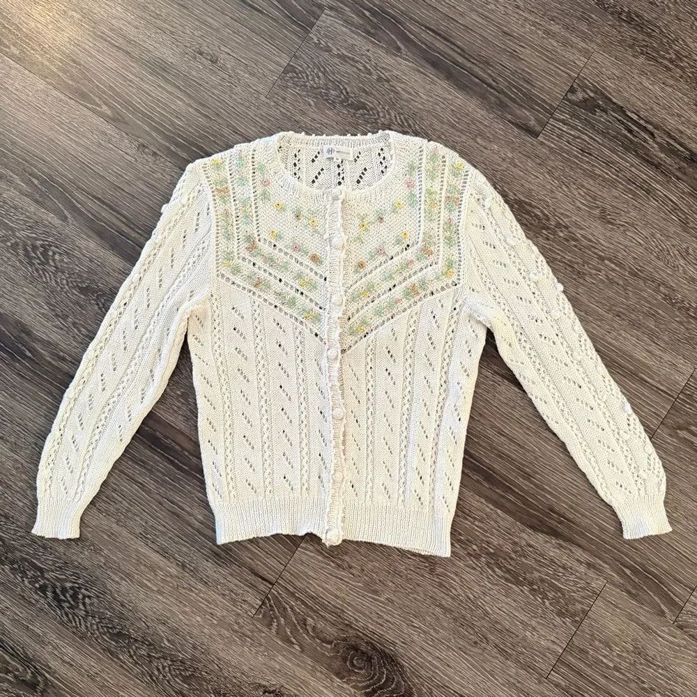 JHT Switzerland Vintage Delicate Floral Cardigan